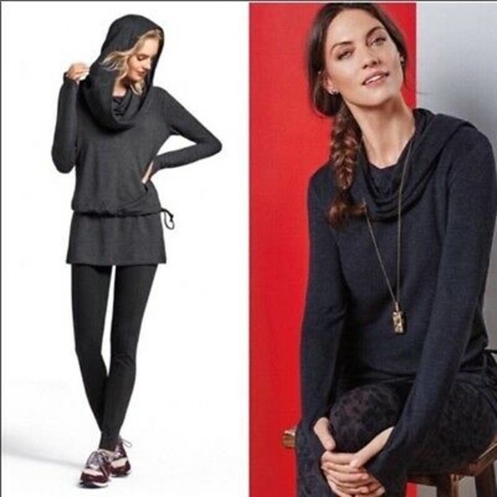 Cabi Recess Cinch Hoodie Size S Cowl Neck Long Sleeve Pullover Stretch Gray